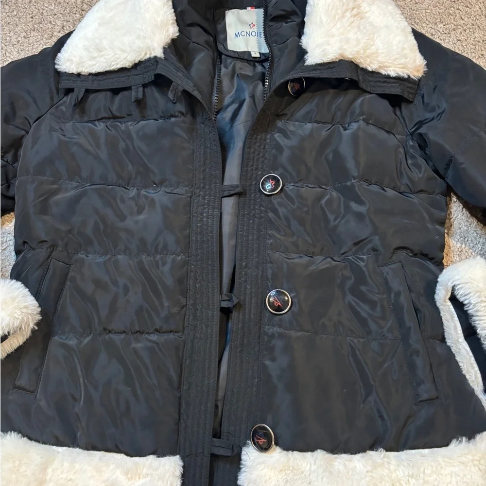 Women's Black Bomber Jacket with Faux Fur Trim like new